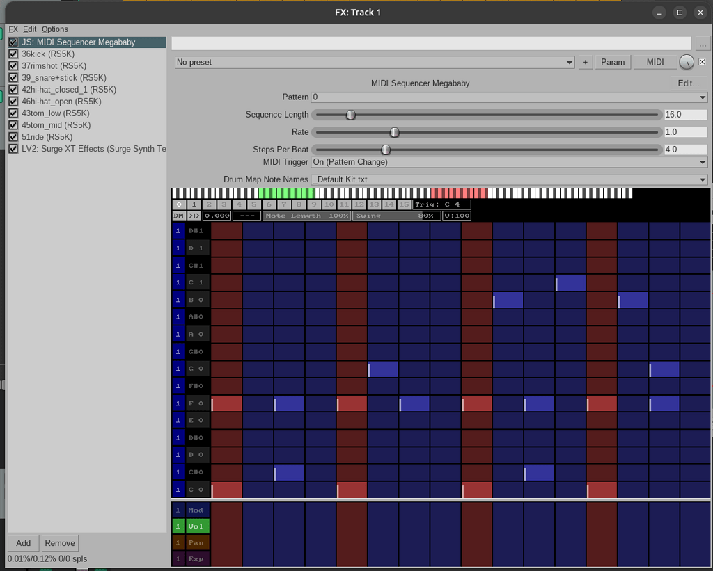Linux drum sequencer with ReaSamplOmatic500 and JS MIDI Sequencer ...