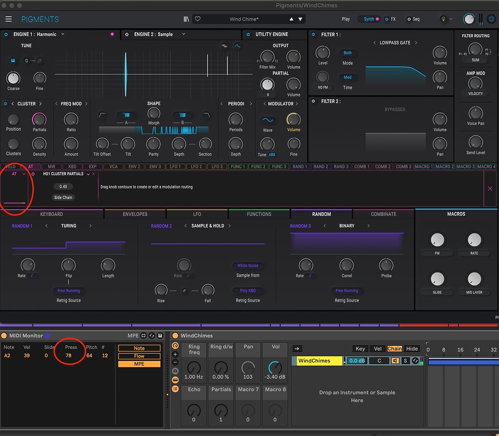 Polyphonic Aftertouch in Ableton Live - Pigments - The Sound