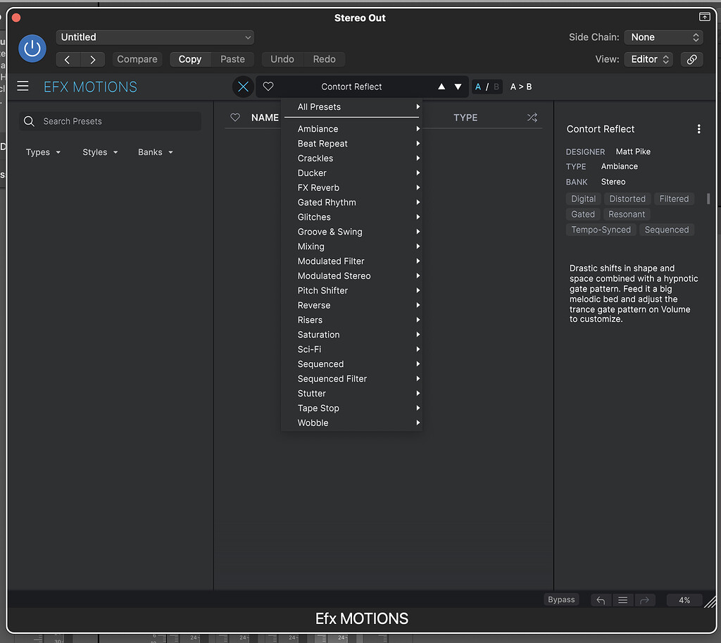 Preset library empty and next/prev buttons not working (Mac M2) - Efx ...