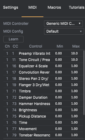 MIDI settings Stage-73