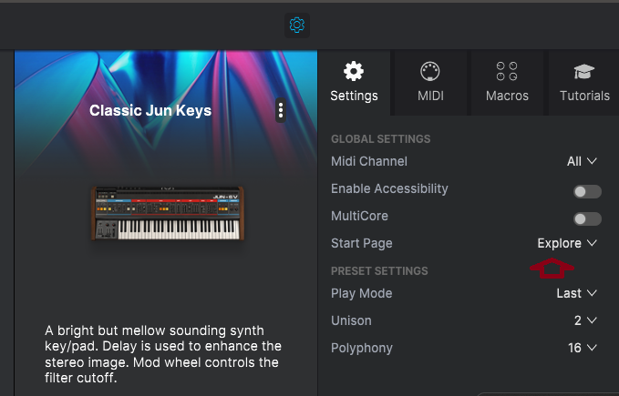 Start page